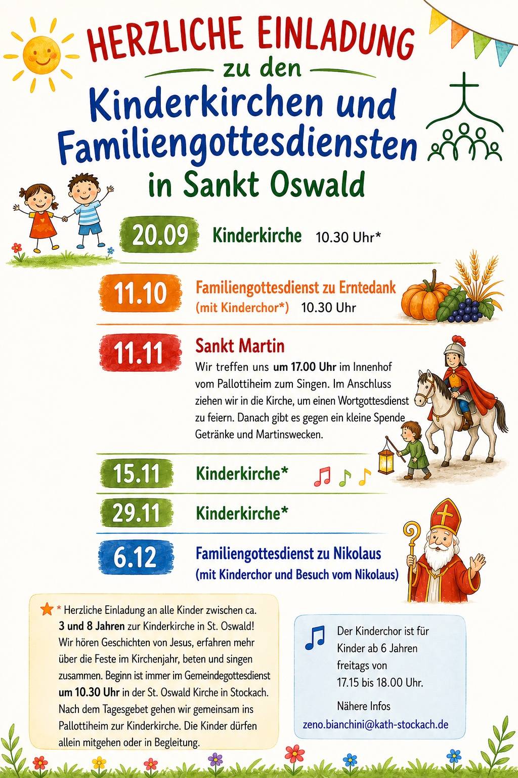 Herzliche Einladung zu Kinderkirchen und Familiengottesdiensten
