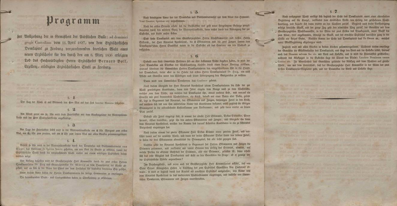 Wahl 1836, Programm (aus: EAF, B1/85)