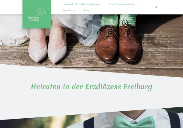 Screenshot der Startseite Heiraten in der Erzdiözese Freiburg 