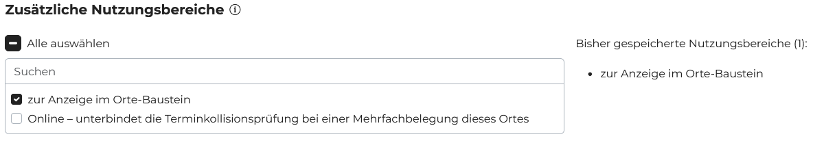 Zusätzlicher Nutzungsbereich im Orte-Modul
