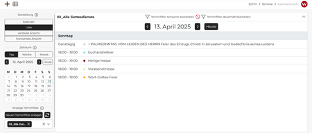 Die neue Listenansicht in der Terminverwaltung