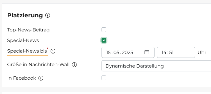 Die Funktion "Sichtbar Home" wurde in "Special News" umbenannt.