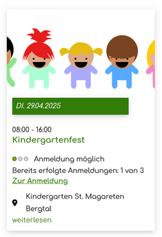 Der Link "Zur Anmeldung" auf einer Terminkachel